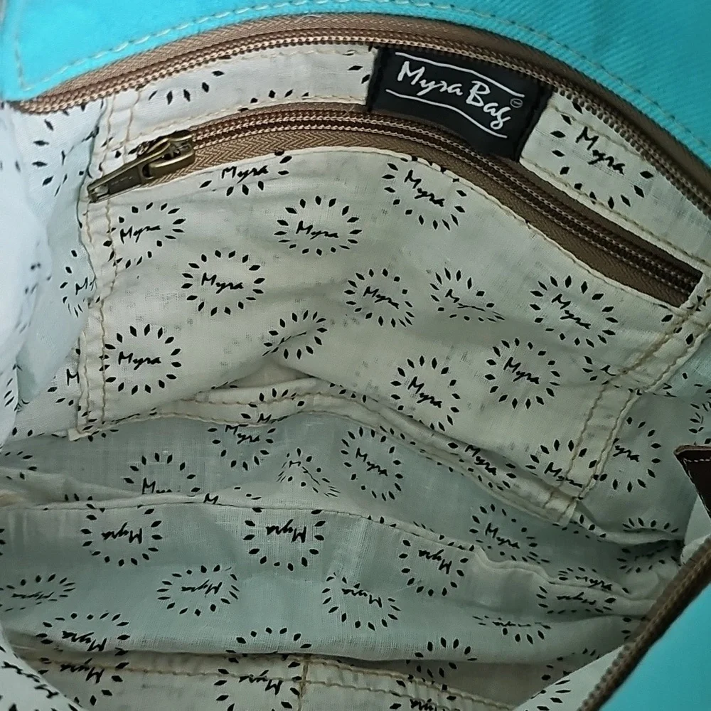 Myra Bag Blue and Brown Crossbody Bag - Picture 5 of 5